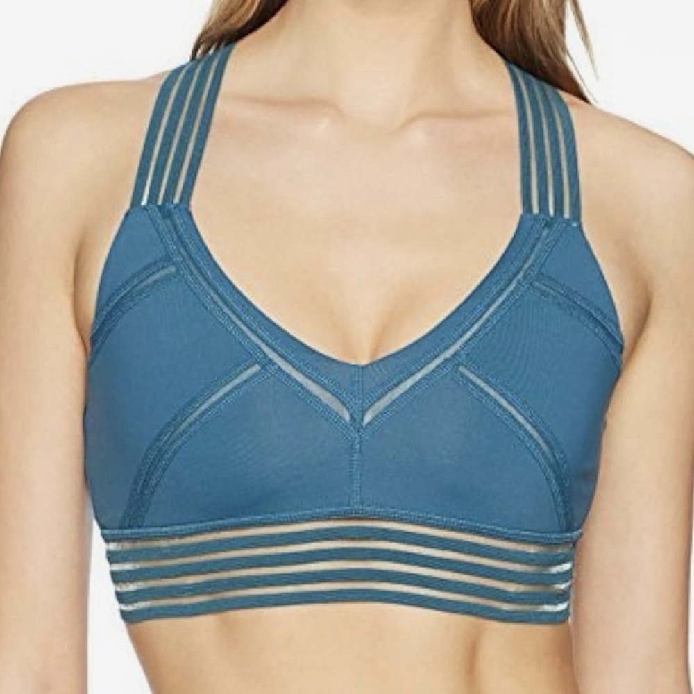 ALO Yoga Infinite Mesh Cross‎ Back Sports Bra Lagoon Turquoise Blue Size Small